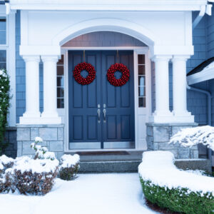 energy efficient entry door in Minneapolis covered in snow